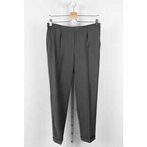 T JACKET Claudio Tonello Italy Pleated Crop Cuff Pants Rear Elastic Waist Gray S